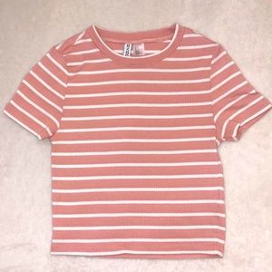 H & M - Divided Brand Pink and White striped T-Shirt - Size S